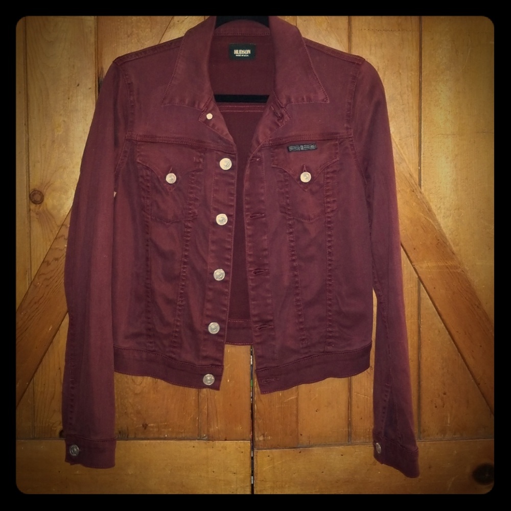 Hudson Denim jean jacket Burgandy maroon Small